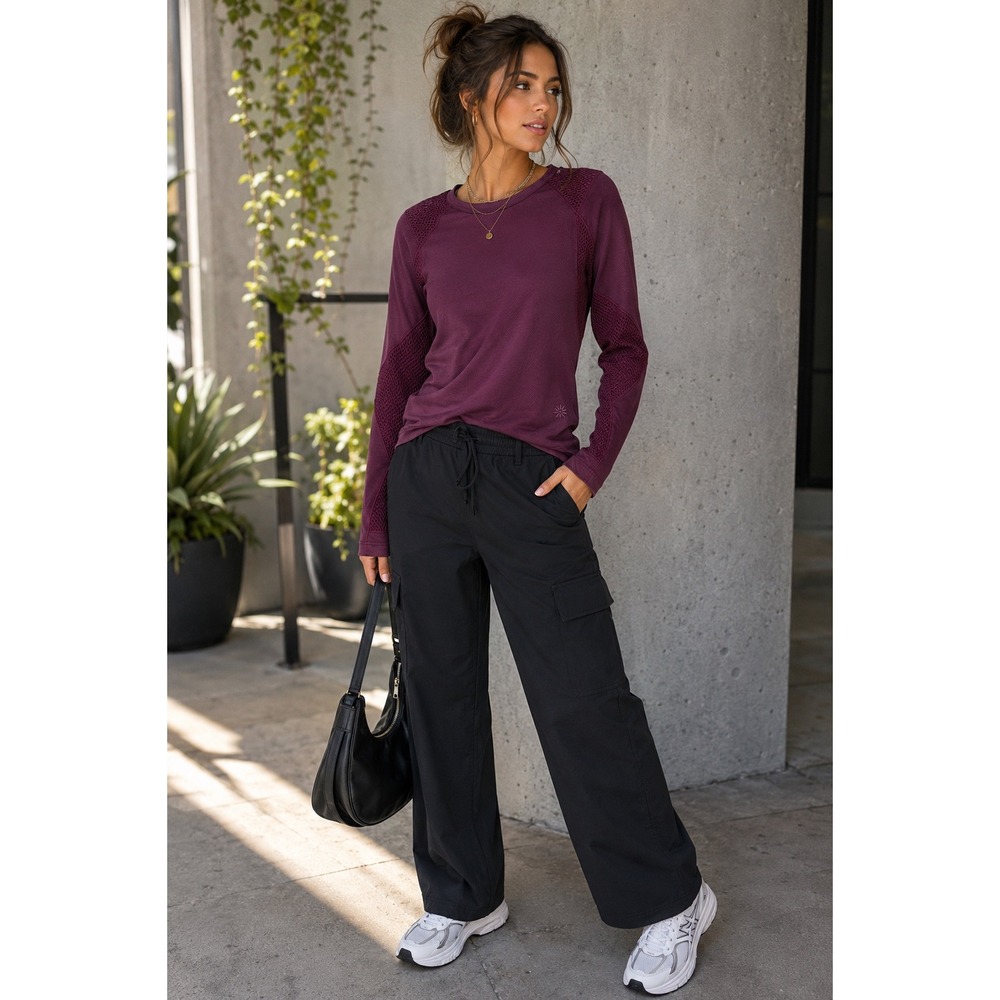 Athleta Caliber Top Women's Medium Plum Mesh Seamless Y2K Activewear